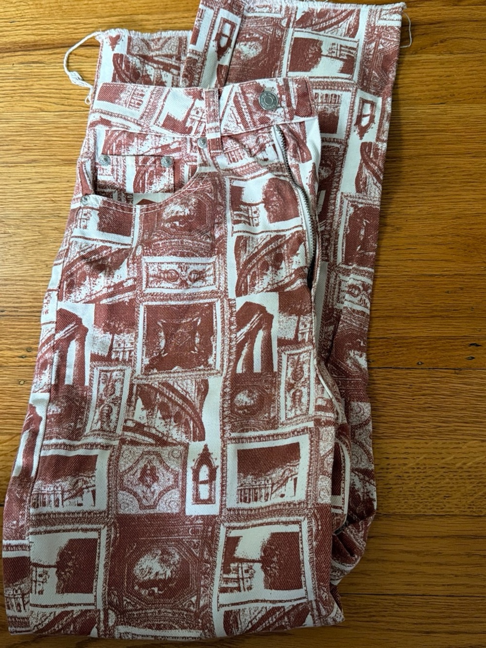 Glassons Patterned Jeans in Rust and Cream